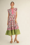 Berry Mix Tiered Floral Midi Dress G15465