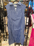 Blue Stripe V-Neck Maxi D30356