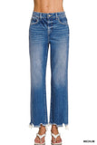Distressed Hem Denim Pants-Zenana 9594MM