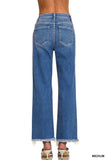 Distressed Hem Denim Pants-Zenana 9594MM