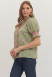 Basil Print V-Neck Top T29328