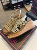 Corky’s Carley Wedge- Gold Woven 2