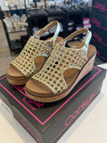 Corky’s Carley Wedge- Gold Woven 2