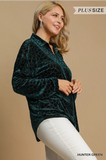 Umgee Button Down Collared Top- Hunter Green