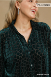 Umgee Button Down Collared Top- Hunter Green