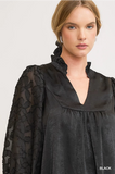 Umgee High Neck Satin Top- Black