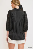 Umgee High Neck Satin Top- Black