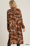 Umgee Animal Print Button Down Shirt with Contrast Detail