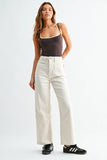 Patch Pocket Wide Leg Jeans- Cream