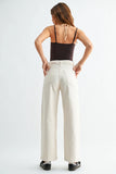 Patch Pocket Wide Leg Jeans- Cream