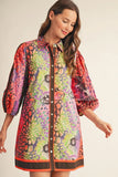 Multi Leopard Floral Dress G51101