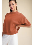 Everyday Sweater Elbow-Length Sleeves Seam Detail- Burnt Orange GSW9968