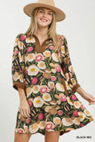 Mix Floral Contrast Trim Shift Mini Dress C5943