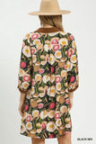 Mix Floral Contrast Trim Shift Mini Dress C5943