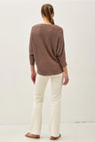 Front Pocket Dolman Long Sleeve Knit Sweater- Cocoa 64362
