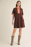 Brown Zip Front Casual Dress G15872