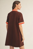 Brown Zip Front Casual Dress G15872