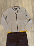 L/S SPLIT NK SWEATER W/TIPING- Oatmeal
