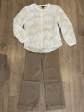L/S BTN FRT BLOUSE- Cream