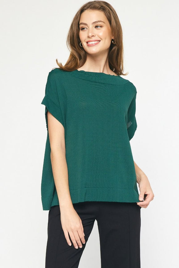 Hunter Green Boat Neck Top