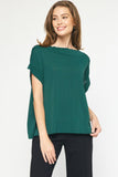 Hunter Green Boat Neck Top