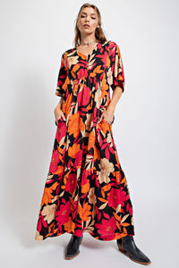 Floral Print Mirabelle Satin Maxi Dress