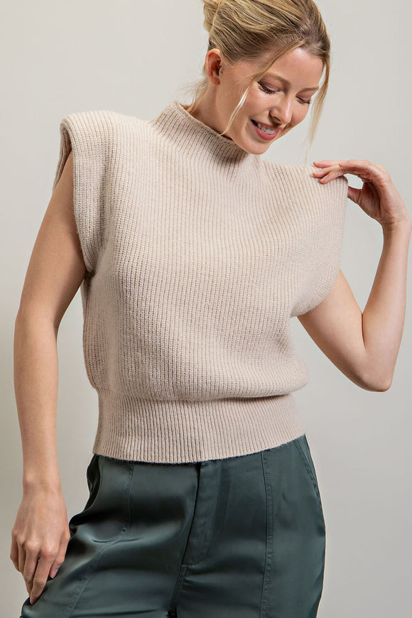 Oatmeal Sleeveless Knit Top