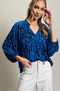 Blue Animal Print Top