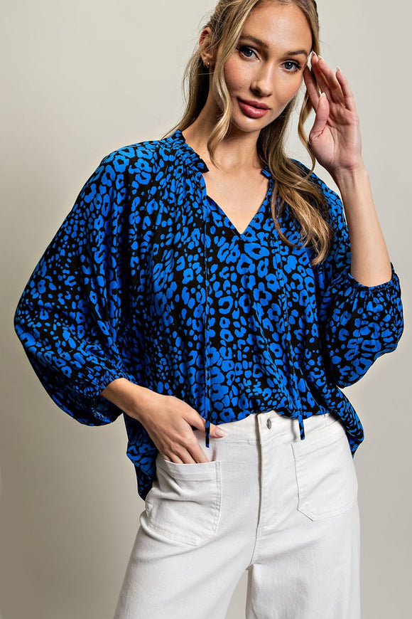 Blue Animal Print Top
