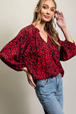 Red Animal Print Top