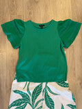 FLUTTER SLEEVE TOP- Kelly