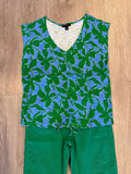 SLVLESS V NECK TOP W/RUCHING