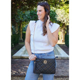 Madelyn Clutch/Crossbody Black Quilted Ld P38806
