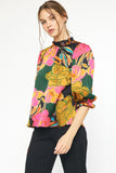 Black Floral Print Top