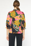 Black Floral Print Top