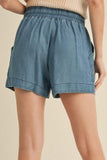 Washed Denim Shorts w/ Drawstring