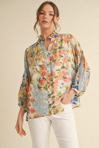 Blue Mix Floral Chiffon Top G13042