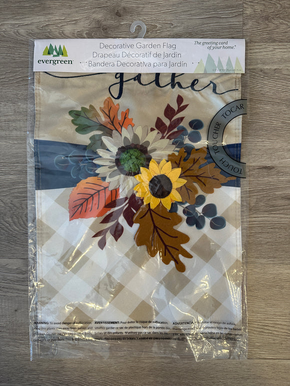 Fall Floral Gather Garden Linen Flag