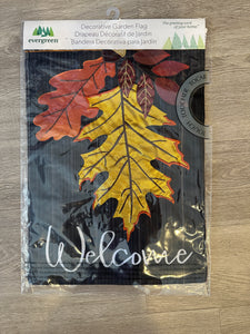 Welcome Autumn Leaves Garden Linen Flag