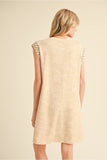 Oatmeal Washed Solid Dress w/ Stud Sleeve S41261