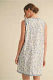 Blue Floral Print V-Neck Dress G13621