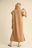 Taupe Solid Midi Dress