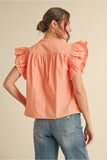 Salmon Frilled Neck Top G12588