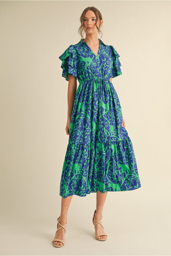 Royal Print Midi Dress