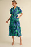 Royal Print Midi Dress