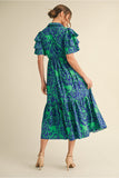 Royal Print Midi Dress