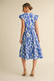 Blue Print Midi Dress H9904