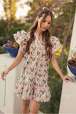 Pink Floral Print Dress