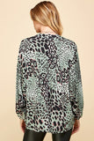 Dusty Olive Loose Fit Print Tunic