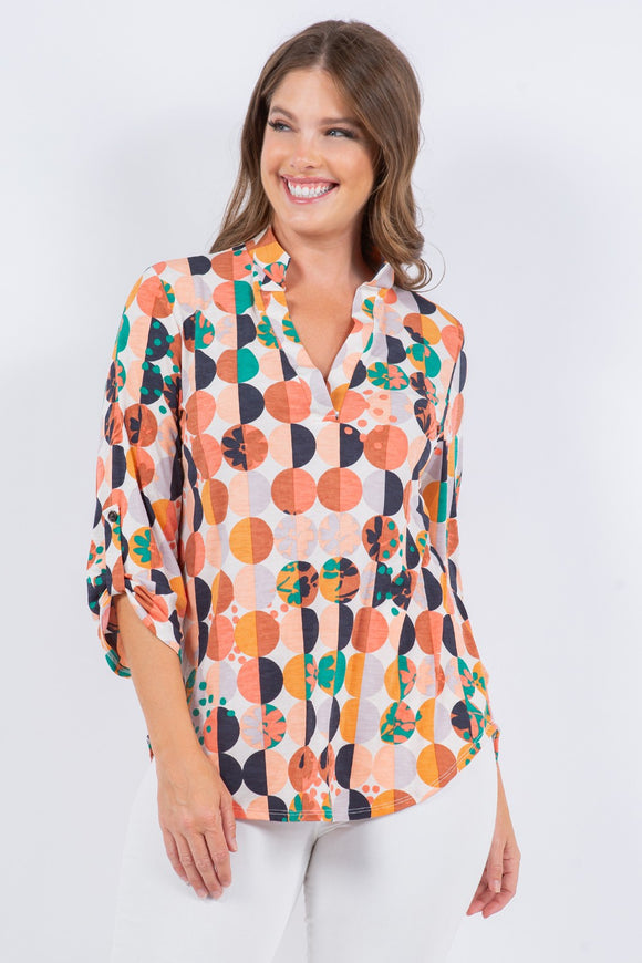 Navy/Orange Print Tunic